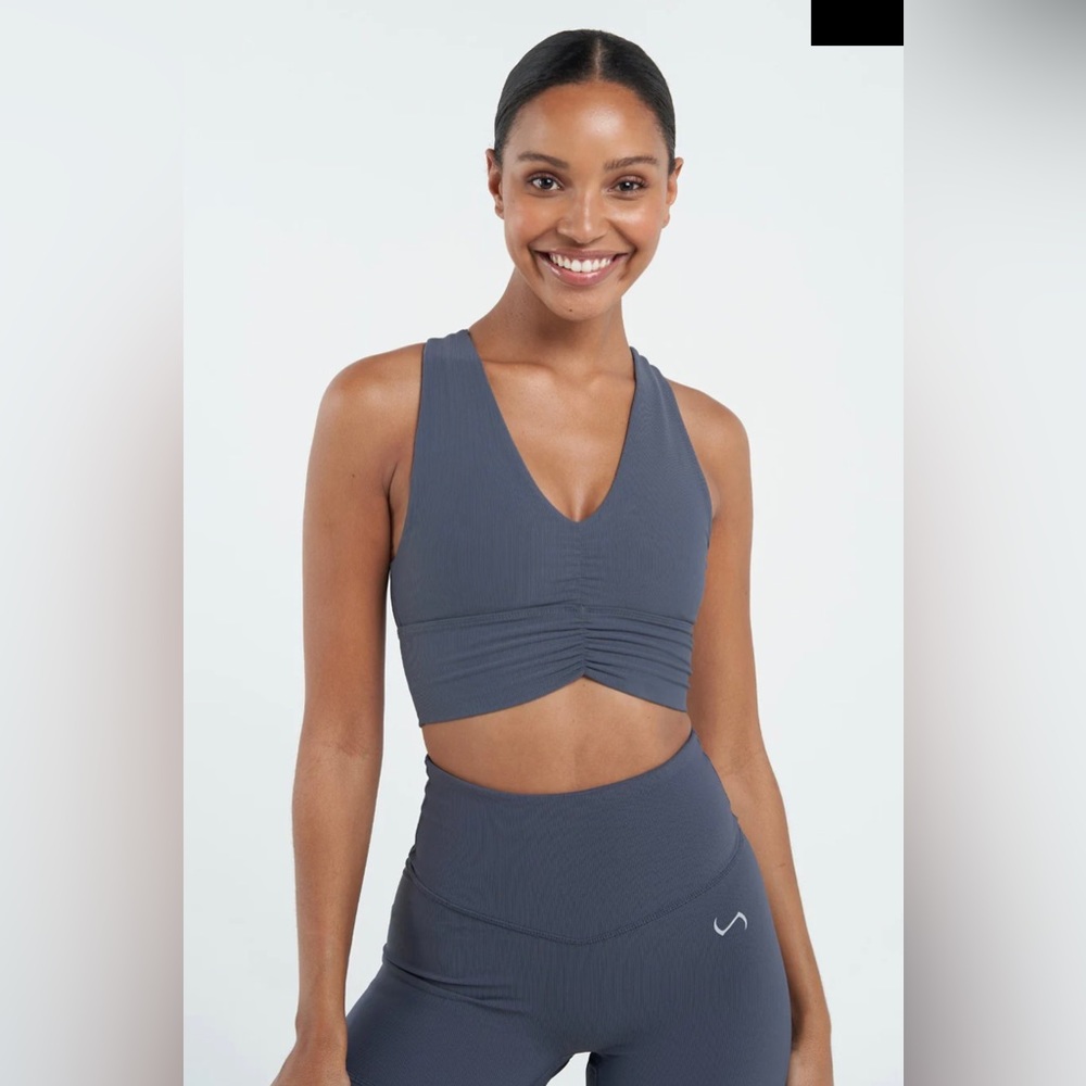 TLF light navy blue tempo ribbed sports bra in size small